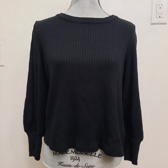 Madewell  Brushed Rib Pleat Sleeve Top - Picture 1 of 11
